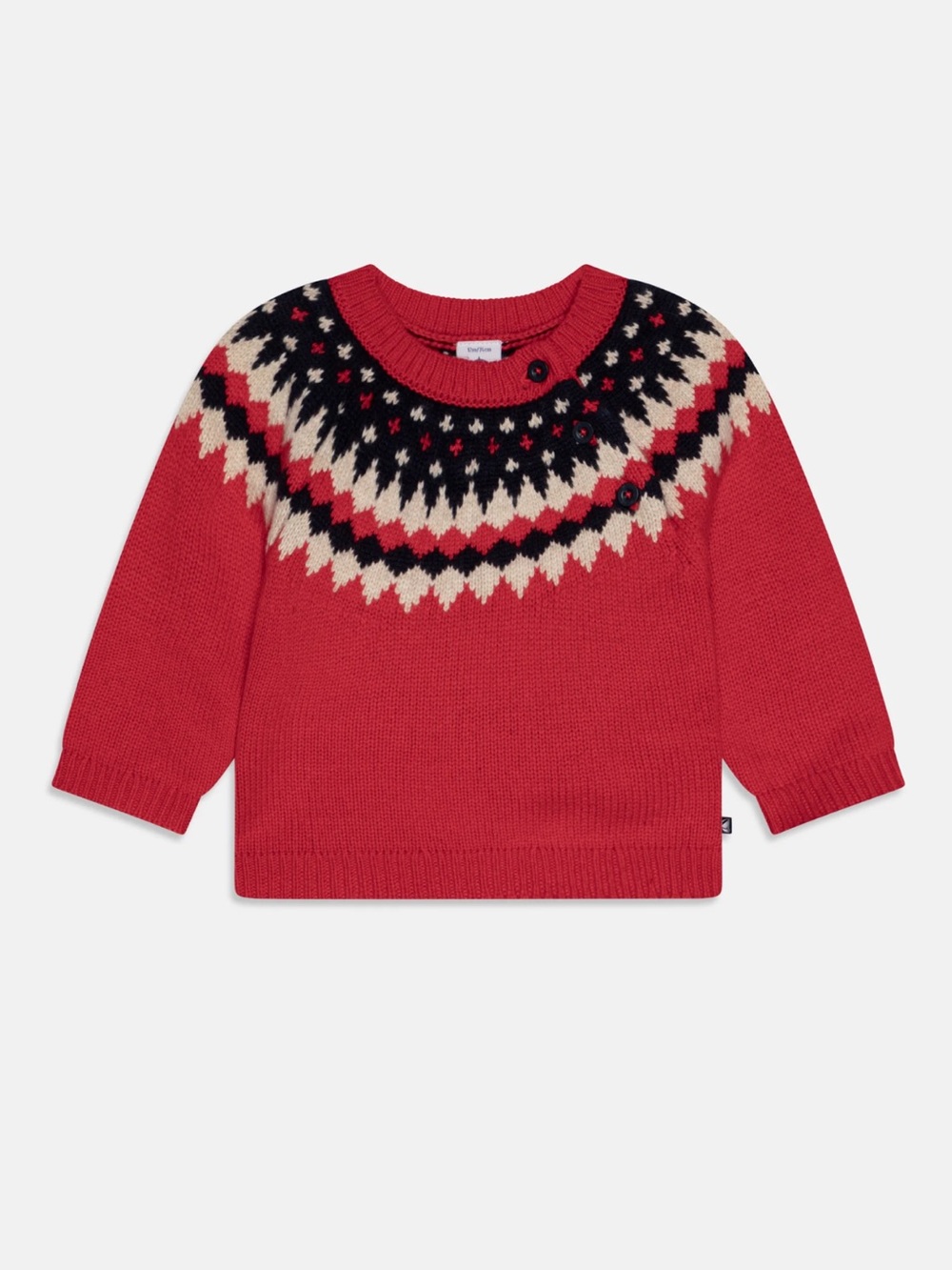 ❤️Petit Bateau❤️ EUC Unisex 24m Red Holiday Fair Isle Sweater. Adorable!